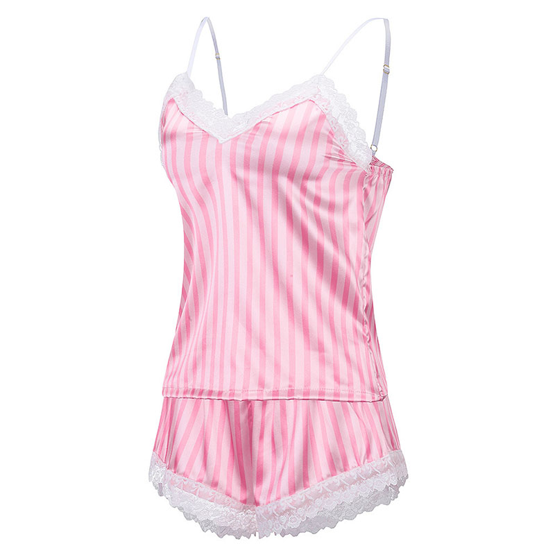 Summer Silk Pajamas Women Sexy Satin Shorts Women' Sleepwear Striped Lingerie Lace Camisole Shorts Set Sleeveless Sleep Tops, Blue
Summer Silk Pajamas Women Sexy Satin Shorts Women' Sleepwear Striped Lingerie Lace Camisole Shorts Set Sleeveless Sleep Tops, Blue
