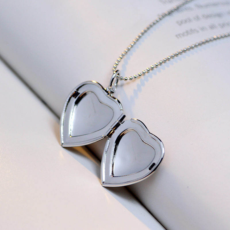 6 color Rhinestones Box Photo Frame Locket Pendant Necklace Fashion Heart Jewelry For Women Love Gift