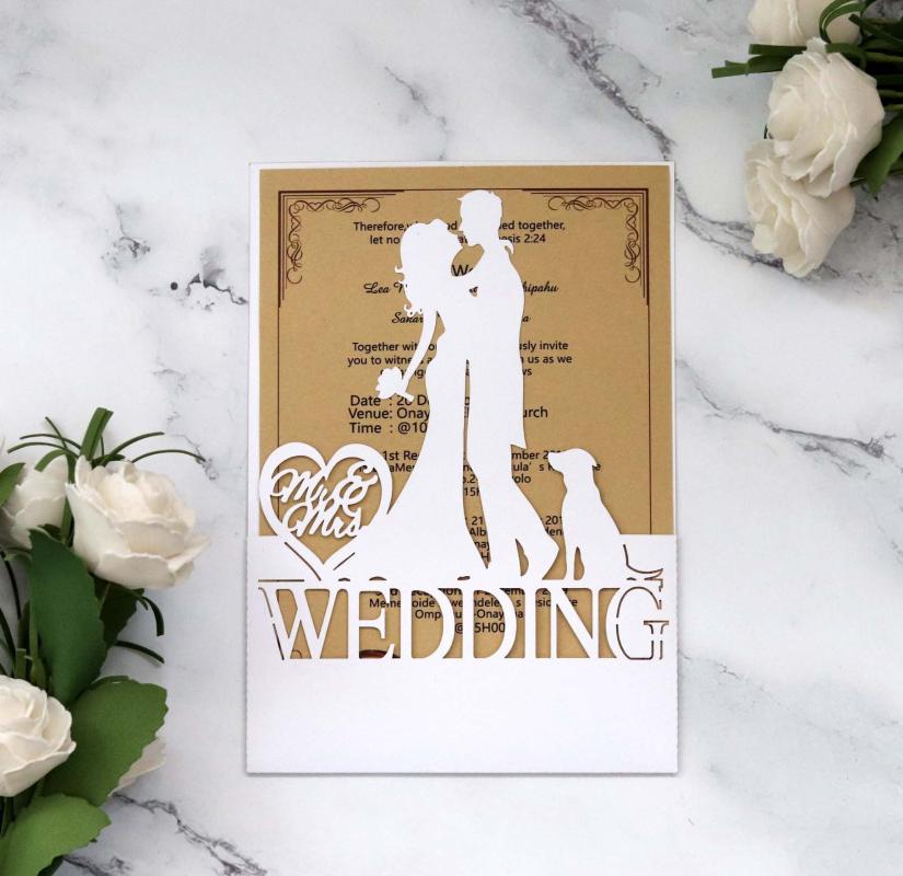 Laser Cutting Bride Groom Pet Wedding Invitation Cards Pocket Card For Wedding Party Decor Supplies
Laser Cutting Bride Groom Pet Wedding Invitation Cards Pocket Card For Wedding Party Decor Supplies