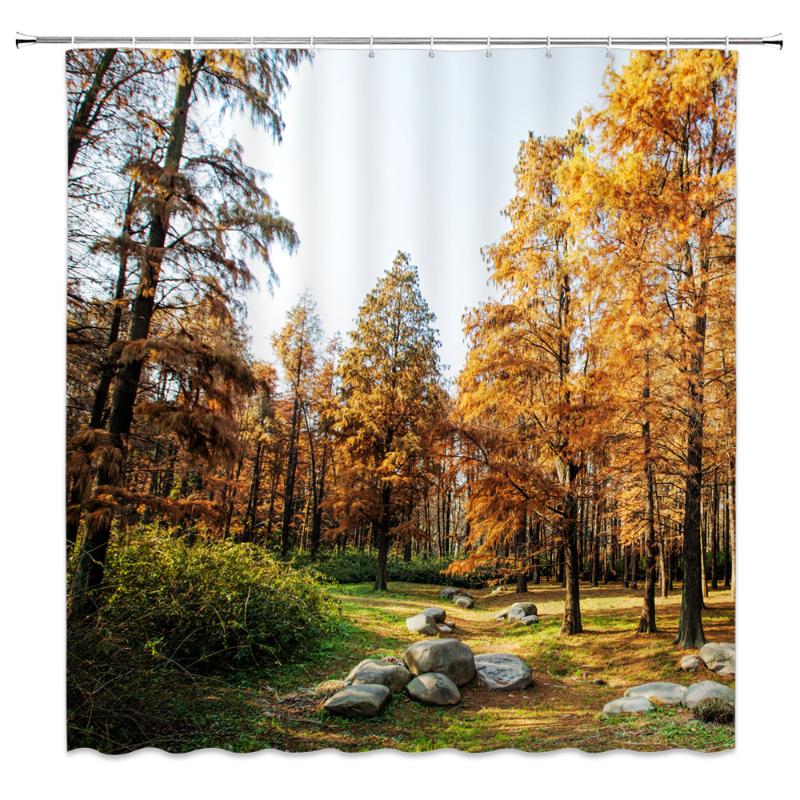 

Natural Scenery Trees Shower Curtain Forest Plant Pattern Bath Curtain Home Bathroom Deco Screens Polyester Cloth Curtains