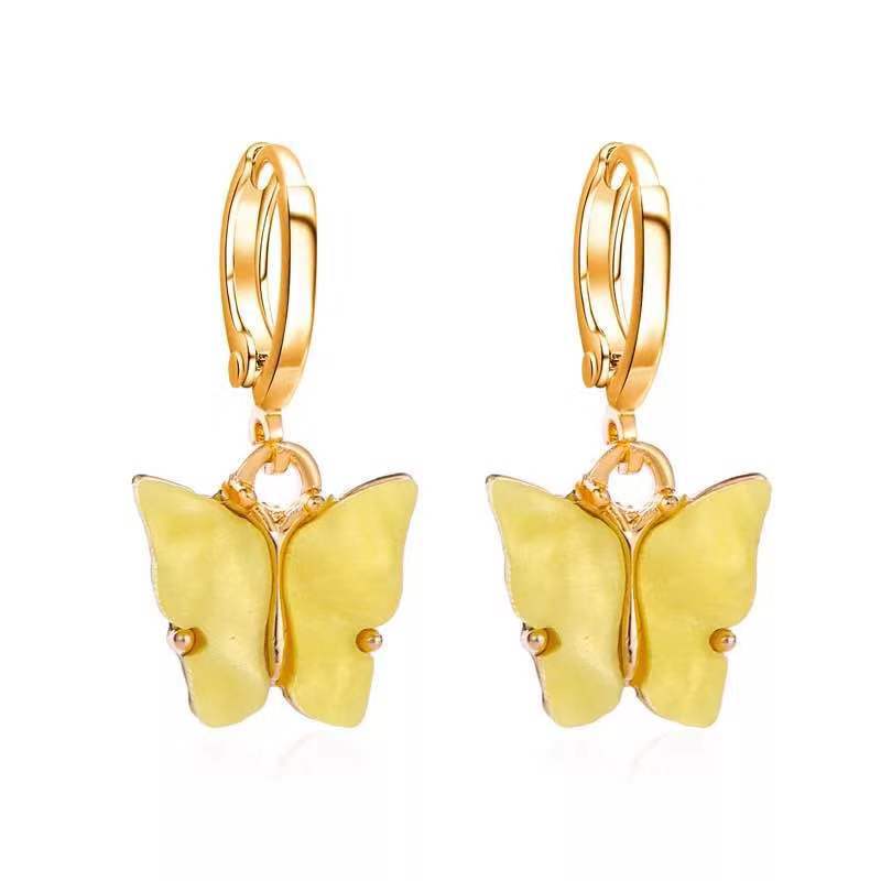 Fashion Candy Color Butterfly Earrings For Women Korean Insect Acrylic Charm Stud Earring Girls Indian Jewelry Wholesale