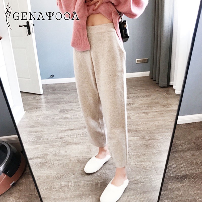 Genayooa Knitted Harem Pants 2020 Autumn Winter Korean Style Flat Sweatpants Solid Ladies Woolen Trousers Women Casual Soft, Black
Genayooa Knitted Harem Pants 2020 Autumn Winter Korean Style Flat Sweatpants Solid Ladies Woolen Trousers Women Casual Soft, Black