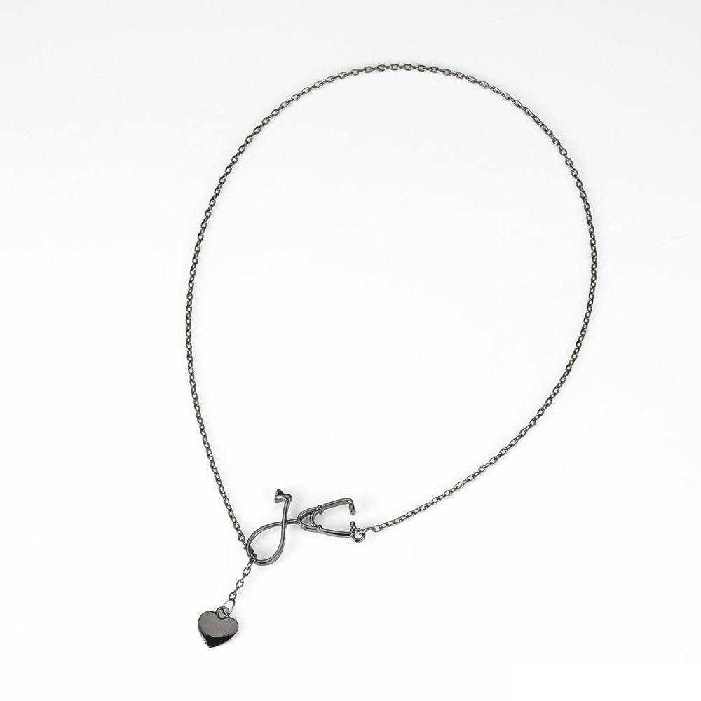 Hot Selling Medical Jewelry Alloy I Love You Heart Pendant Necklace Stethoscope Necklace for Nurse Doctor Jewelry Gift Wholesale