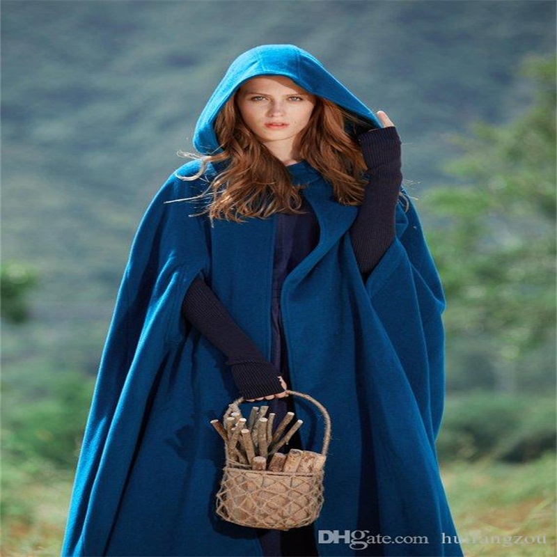 In stock Free shipping Fashion Hooded Cloak Cape Women High Quality Long Wedding Halloween Warm Winter Coats Costume Robe