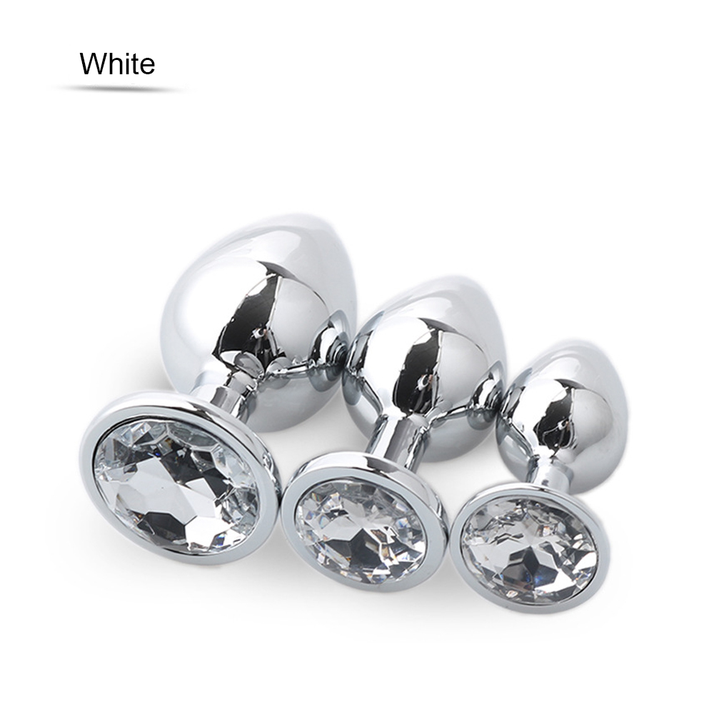 Stainless Steel Metal anal plug 3 piece set diamond anal plug and7-inch spray vibration vibrator woman adult vibrator sex toys Y200422