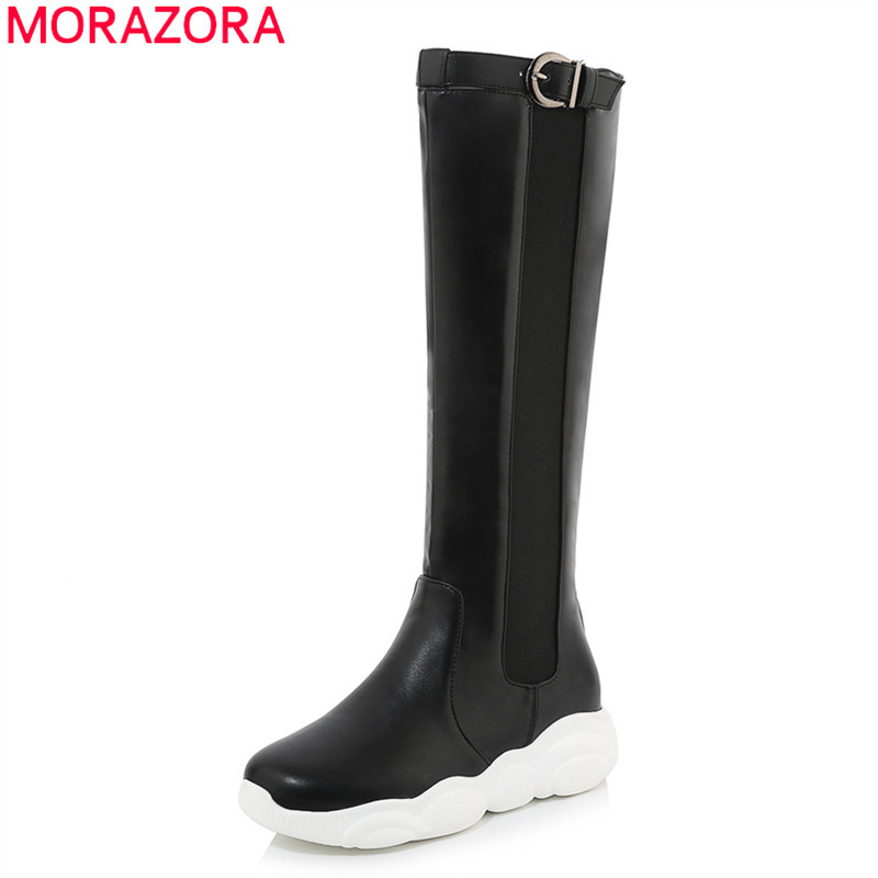 MORAZORA 2020 big size 33-46 winter knee high boots comfortable flat heel square toe ladies shoes pu leather buckle women boots, White
MORAZORA 2020 big size 33-46 winter knee high boots comfortable flat heel square toe ladies shoes pu leather buckle women boots, White