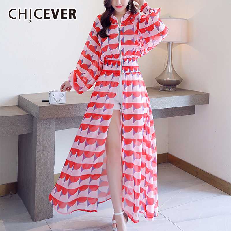 CHICEVER Print Hit Color Women's Trench Mandarin Collar Lantern Sleeve Tunic High Waist Summer Windbreaker Female Clothes 2020, Red 
CHICEVER Print Hit Color Women's Trench Mandarin Collar Lantern Sleeve Tunic High Waist Summer Windbreaker Female Clothes 2020, Red
