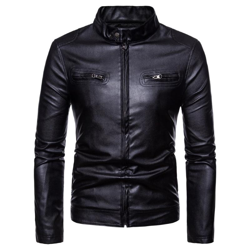 2020 New Style for Autumn and Winter Men's Stand Collar Double Pocket Casual Motorcycle Leather Jacket, Black
2020 New Style for Autumn and Winter Men's Stand Collar Double Pocket Casual Motorcycle Leather Jacket, Black