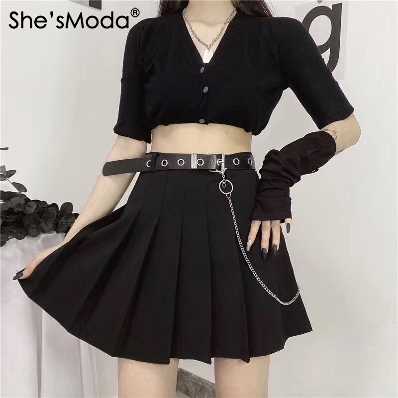 She'sModa Harajuku Style Rock Pleated Chain Belt A-Line Suit Fabric Spring Summer Women's Mini Skirt, Grey
She'sModa Harajuku Style Rock Pleated Chain Belt A-Line Suit Fabric Spring Summer Women's Mini Skirt, Grey