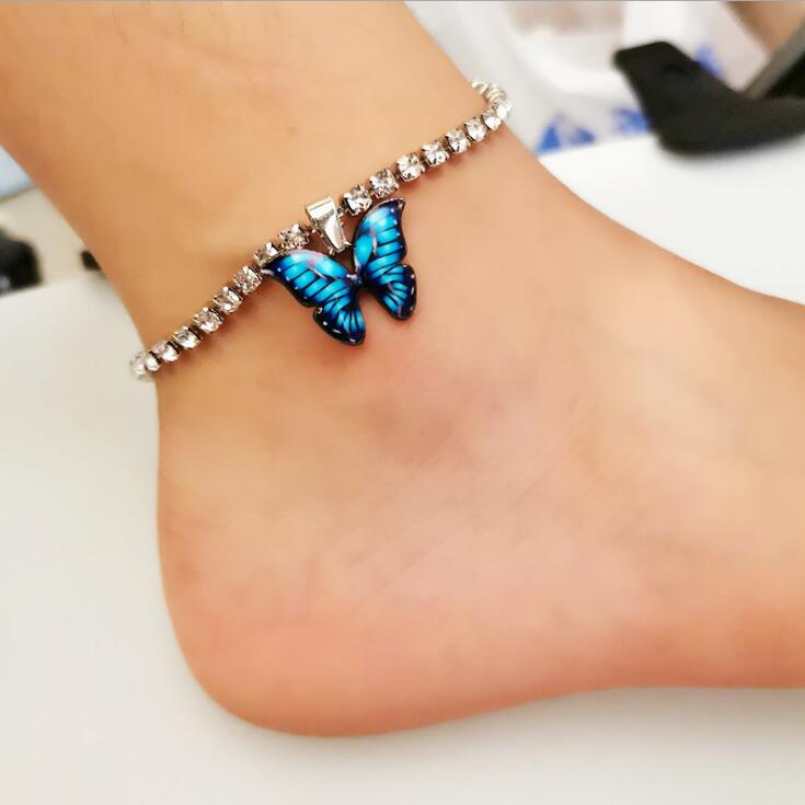 Butterfly anklet female summer beach chain simple ins wind multi-layer foot ornament GD521