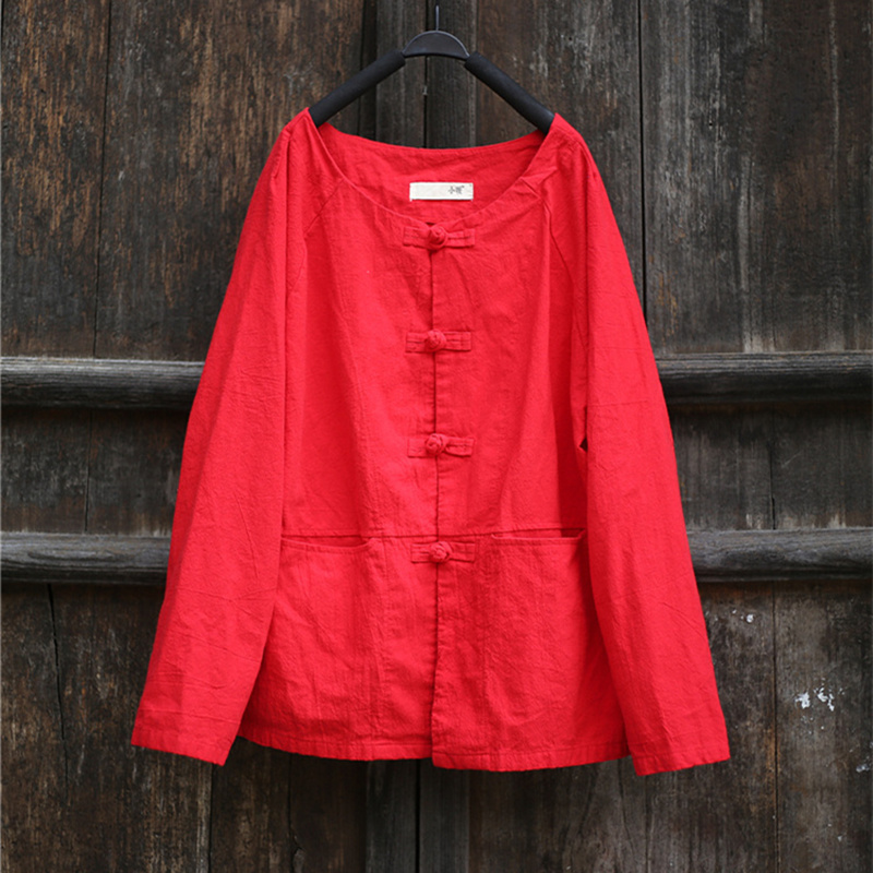 Johnature 2020 Autumn Vintage Buckle Pocket Women Shirts New Solid Color Loose O-Neck Cotton Linen Long Sleeve Shirts, Brick red
Johnature 2020 Autumn Vintage Buckle Pocket Women Shirts New Solid Color Loose O-Neck Cotton Linen Long Sleeve Shirts, Brick red