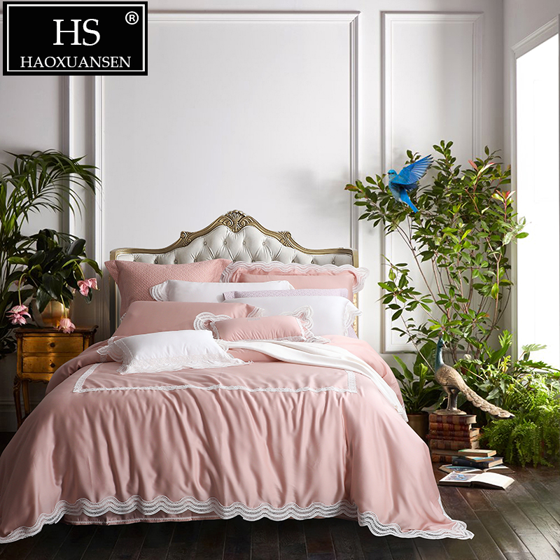 Luxury Pale Mauve Lace 4 Piece Bedding Sets Super Soft Breathable 100% Tencel Lyocell Bed Linens King Size Home Textiles
Luxury Pale Mauve Lace 4 Piece Bedding Sets Super Soft Breathable 100% Tencel Lyocell Bed Linens King Size Home Textiles