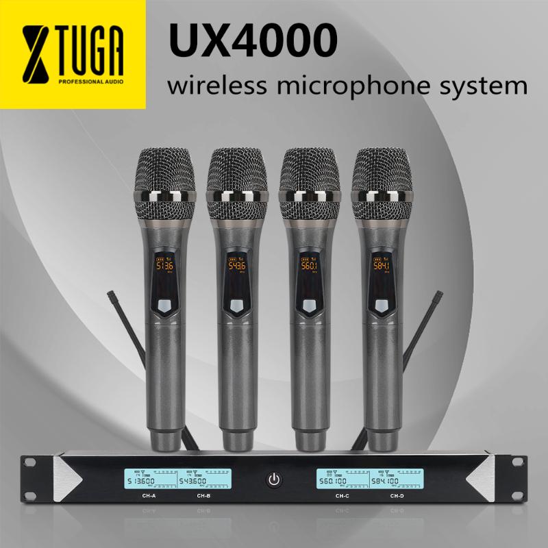 XTUGA 4-Channel Wireless Microphone System,UHF Cordless 4 Handheld Mic,Adjustable Frequency,Long Range 328ft,for Karaoke,Wedding
XTUGA 4-Channel Wireless Microphone System,UHF Cordless 4 Handheld Mic,Adjustable Frequency,Long Range 328ft,for Karaoke,Wedding