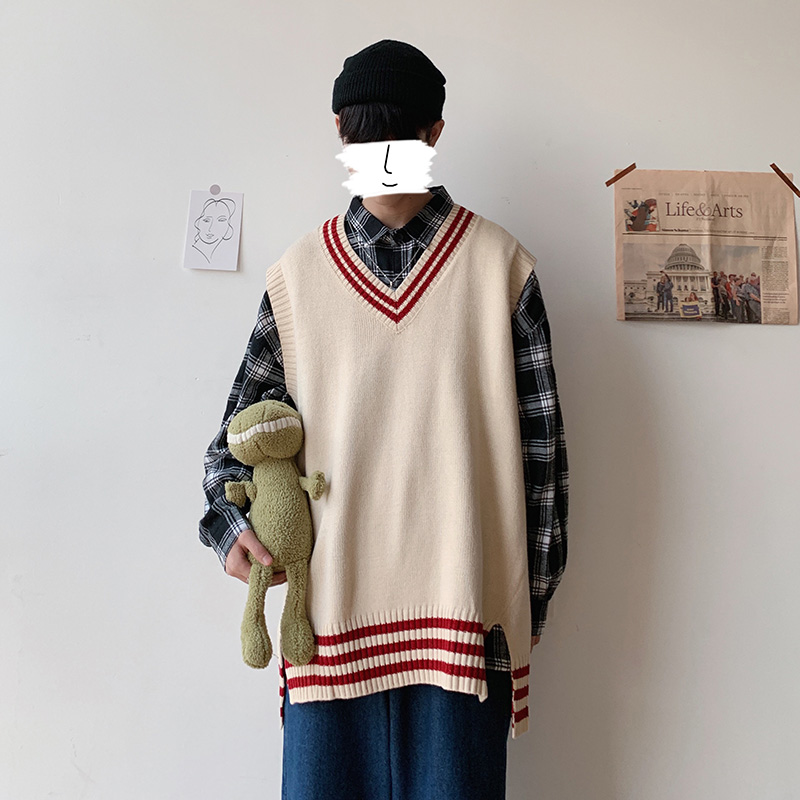College Wind Sleeveless Men Sweaters Autumn Port Wind Bf Korean Trend Personality Vest V-neck Men Sweaters 2020 Vest for Male, Black
College Wind Sleeveless Men Sweaters Autumn Port Wind Bf Korean Trend Personality Vest V-neck Men Sweaters 2020 Vest for Male, Black