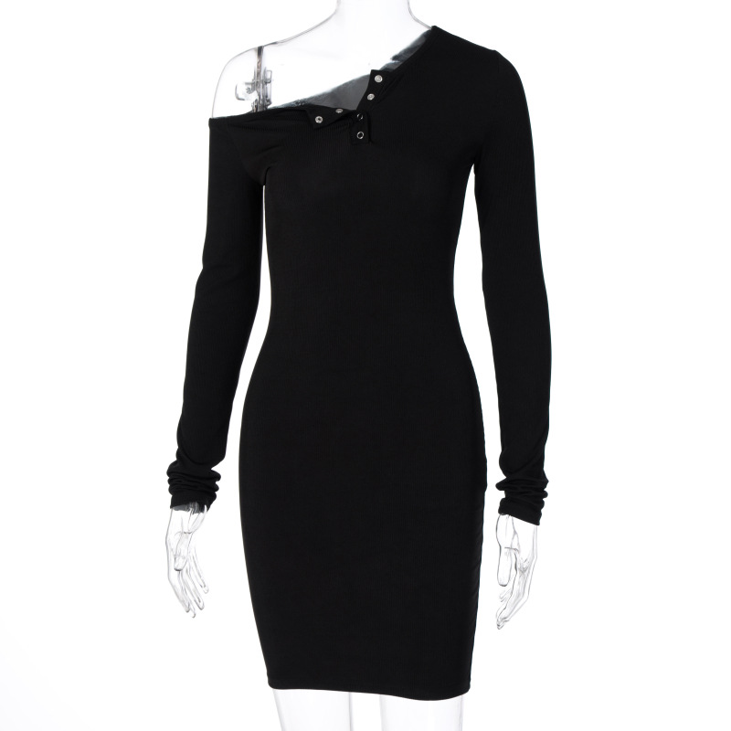 sexy Dress Knitted Elastic long Sleevele Bodycon Women 2020 Summer Sexy V-Neck Button Party Slim Dresses