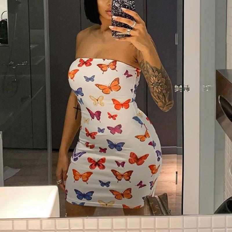 Women Summer Beach Dress Off Shoulder Butterfly Print Strapless Sheath Dress Spring Tube Top Pencil Mini Backless Ladies, As pic
Women Summer Beach Dress Off Shoulder Butterfly Print Strapless Sheath Dress Spring Tube Top Pencil Mini Backless Ladies, As pic