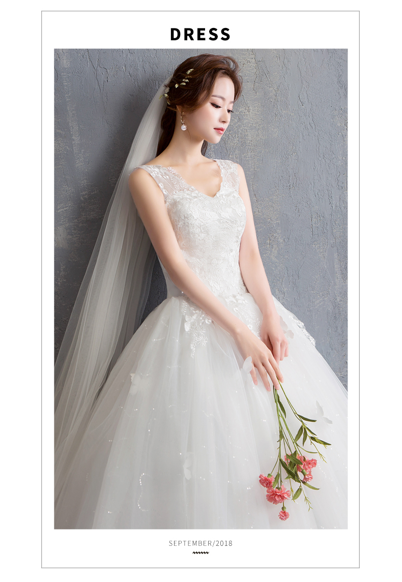 Cheap Tank Wedding Dress 2020 New Summer Sleeveless Bride Ball Gown V Neck Lace Gown Wed Dress 15 Robe De Mariage