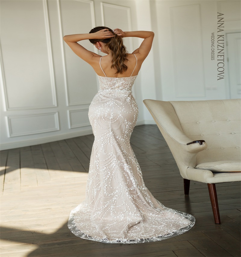 Glitter Anna Kuznetcova 2020 Mermaid Wedding Dresses With Wrap Appliqued Lace Tiered Bridal Gowns Custom Made Long Wedding Dress
