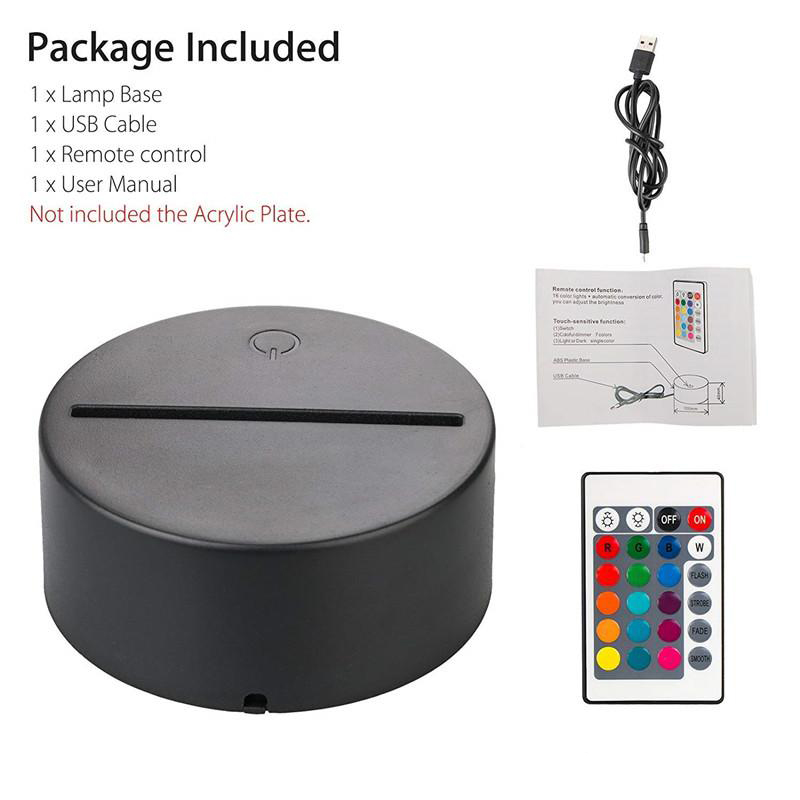Selling 3D LED Night Light Lamp Base, LED 3D Illusion Night Lights, 7 Colors Changing for bedroom child room living shop cafe office
Selling 3D LED Night Light Lamp Base, LED 3D Illusion Night Lights, 7 Colors Changing for bedroom child room living shop cafe office