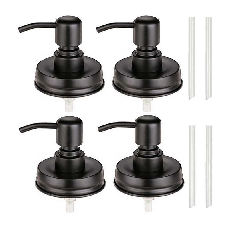 4-Pack Mason Jar Soap Dispenser Lid, Painted Black Rust Proof Lotion Dispenser Lid for Regular Mouth Mason Jar
4-Pack Mason Jar Soap Dispenser Lid, Painted Black Rust Proof Lotion Dispenser Lid for Regular Mouth Mason Jar