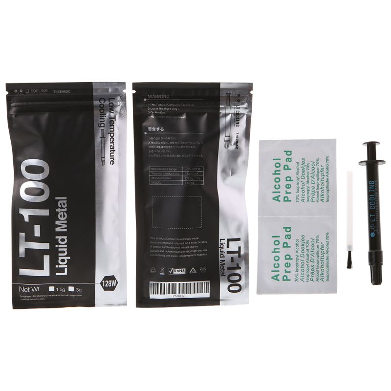 LT-100 Liquid Metal Thermal Conductive Paste Grease for CPU GPU Cooling Liquid Ultra 128W/ 1.5g 3g Compound Grease Cooling
LT-100 Liquid Metal Thermal Conductive Paste Grease for CPU GPU Cooling Liquid Ultra 128W/ 1.5g 3g Compound Grease Cooling