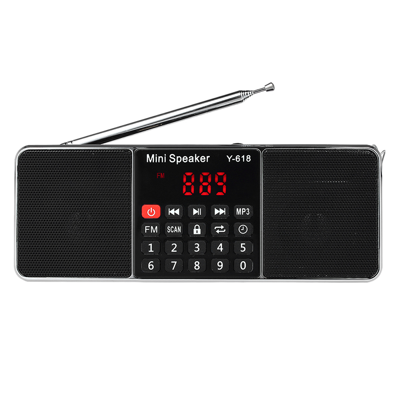 Y-618 Mini Fm Radio Digital Portable Dual 3W Stereo Speaker Mp3 o Player High Fidelity Sound Quality W/ 2 Inch Display S
Y-618 Mini Fm Radio Digital Portable Dual 3W Stereo Speaker Mp3 o Player High Fidelity Sound Quality W/ 2 Inch Display S