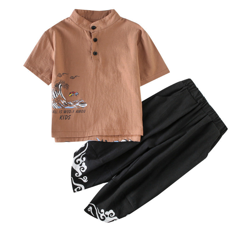 Kids Clothes Boys Chinese Painting Tee Shirt & Pants Teen Summer Clothing Set 4 5 6 7 8 9 10 11 12 13 Year Old Boy Clothes Set