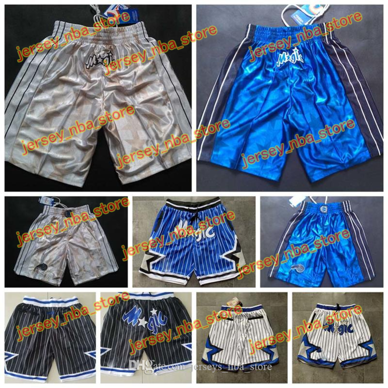 2020 Mens OrlandoMagic JUST DON Pocket Basketball Shorts Stitched Vintage Blue White Black Sweatpants New Retro Swingman Shorts