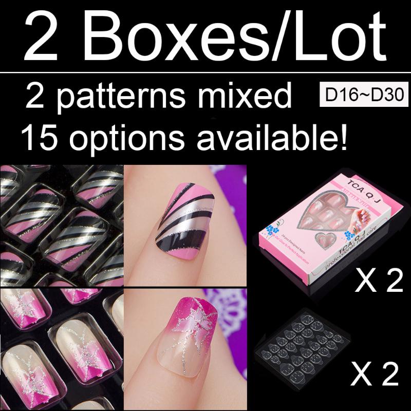 2 Boxes Press On False Nail Art Tips Mixed Pattern 24 Pieces/Box With Nail Adhesive 10 Sizes Full Cover Fake Tips D16~D30, D37 combo
2 Boxes Press On False Nail Art Tips Mixed Pattern 24 Pieces/Box With Nail Adhesive 10 Sizes Full Cover Fake Tips D16~D30, D37 combo