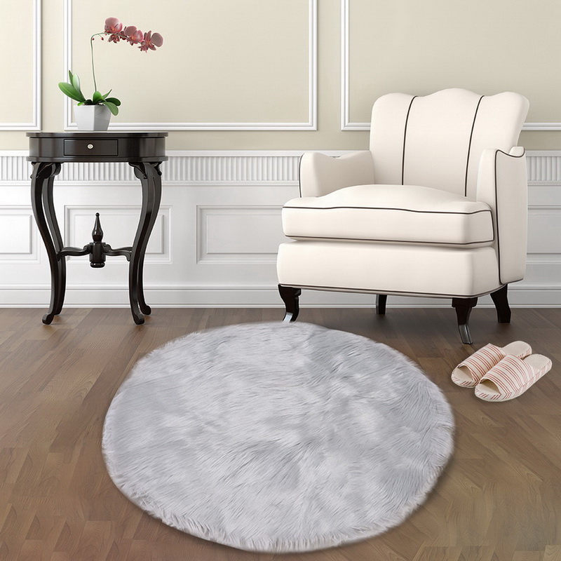 30cm Round Rug Carpets Living Room Solid Long Plush Area Carpet Faux Fur Sheepskin Shaggy Rugs For Home Bedroom Decorative