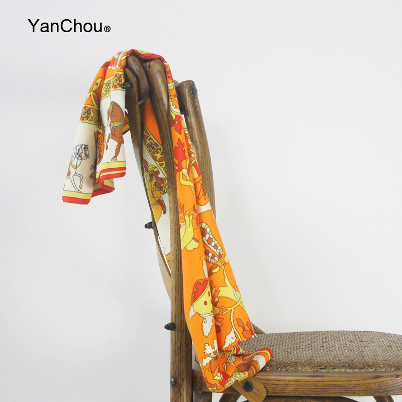 Large Hair Wrap Head Scarf 130 Sauqre Silk Scarf Printed Bandana Retro Neck Foulard Femme Headwrap