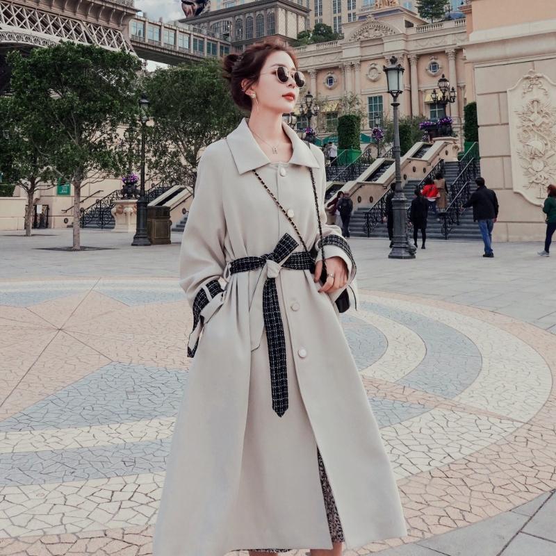 Plaid Trench Coats Women 2020 New Model Windbreaker Spring Overknee Long Coat Vintage Fashion Contrast Color Sashes Windbreakers, Creamy white
Plaid Trench Coats Women 2020 New Model Windbreaker Spring Overknee Long Coat Vintage Fashion Contrast Color Sashes Windbreakers, Creamy white
