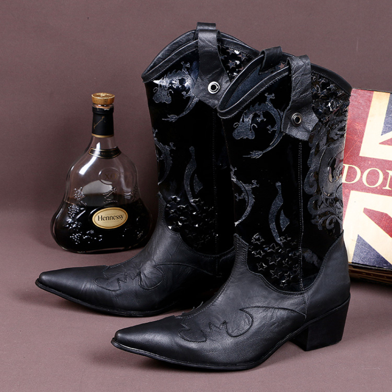 Christia Bella Winter Dragon Pattern Men Long Boots Black Genuine Leather Men Mid-calf Boots Pointed Toe Western Cowboy
Christia Bella Winter Dragon Pattern Men Long Boots Black Genuine Leather Men Mid-calf Boots Pointed Toe Western Cowboy