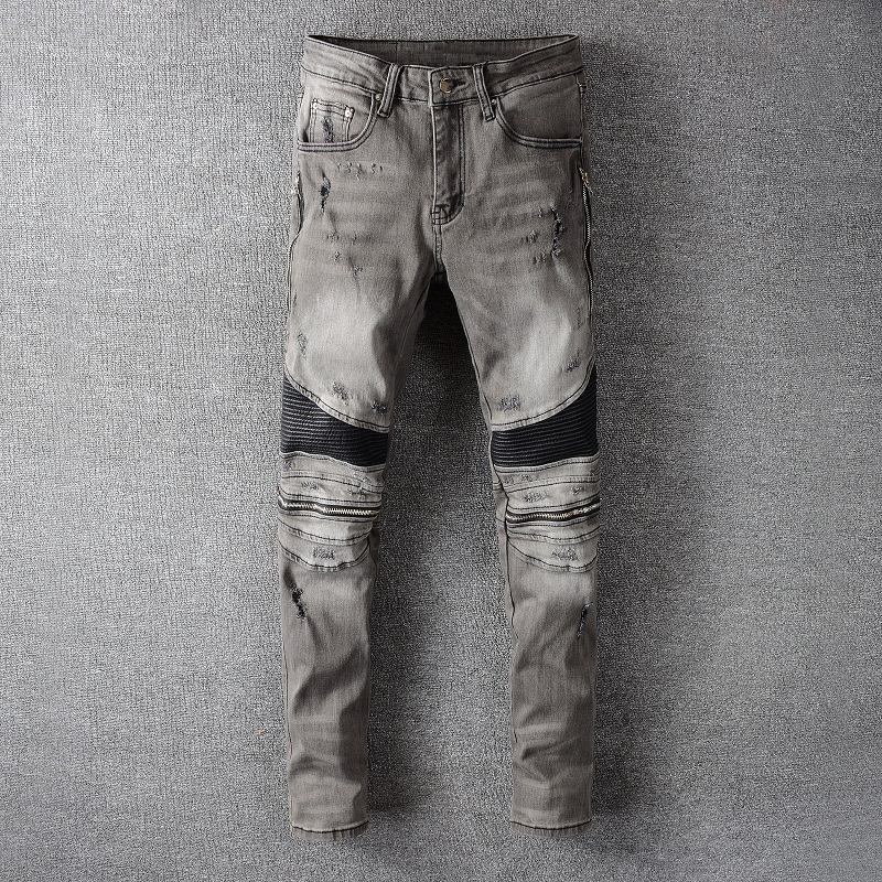 American Streetwear Men Jeans Retro Gray High Quality Slim Fit Ripped Jeans Men Spliced Designer Biker Pants Hip Hop Homme
American Streetwear Men Jeans Retro Gray High Quality Slim Fit Ripped Jeans Men Spliced Designer Biker Pants Hip Hop Homme