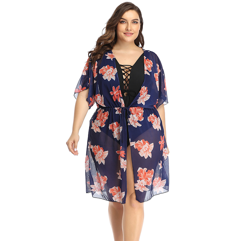 Fashion Blue Mesh Ladies Cover-Ups Plus Size Printing Floral Women Beach Swimwear 2020 European And American Style Swim Clothing
Fashion Blue Mesh Ladies Cover-Ups Plus Size Printing Floral Women Beach Swimwear 2020 European And American Style Swim Clothing