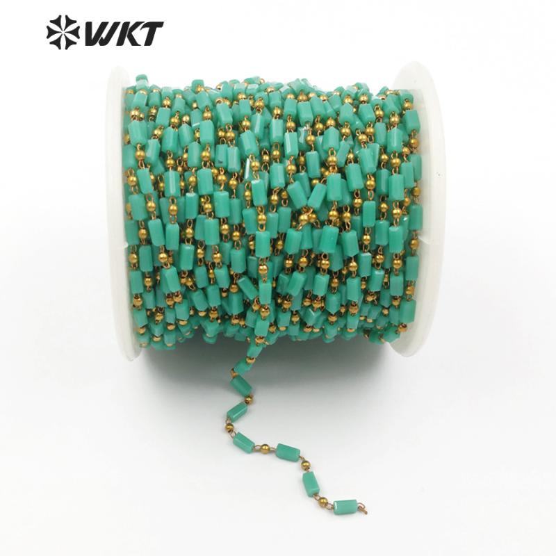 WT-RBC072 Dainty Rosary Beads Chain Light Green Color Crystal In Rectangle Shape With Tiny Brass Beads Charm Jewelry Accessories
WT-RBC072 Dainty Rosary Beads Chain Light Green Color Crystal In Rectangle Shape With Tiny Brass Beads Charm Jewelry Accessories