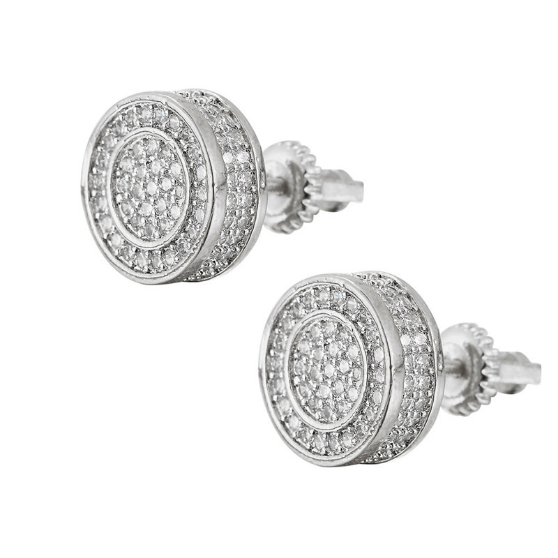 Unisex Women Mens Earrings Hip Hop Gold Plated CZ Diamond Square Stud Earings Iced Out Bling CZ Rock Punk Wedding Gift