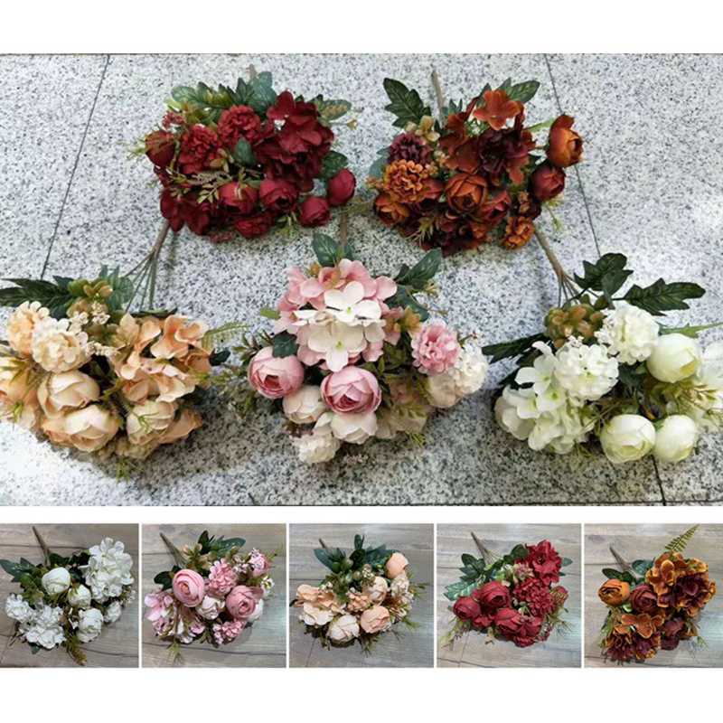 Autumn Fake Rose Peony with Hydrangea Silk Flowers 12 heads Artificial Plastic Flower Bouquet for Wedding Home Decoration, White
Autumn Fake Rose Peony with Hydrangea Silk Flowers 12 heads Artificial Plastic Flower Bouquet for Wedding Home Decoration, White