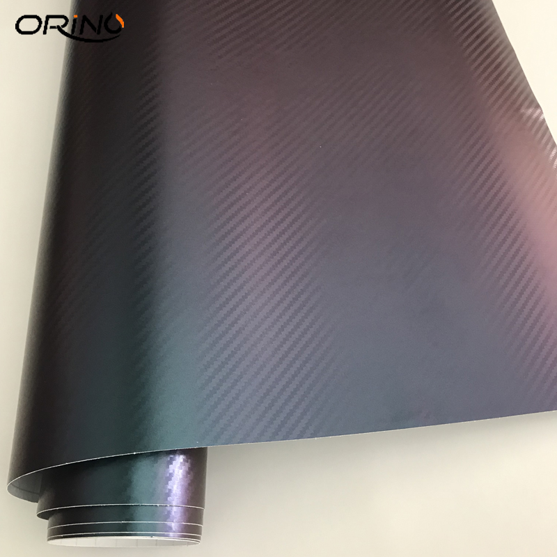 Blue to Purple Chameleon Carbon Fiber Vinyl Wrap Roll with Air-Release Technology Full Car Wrapping Foil