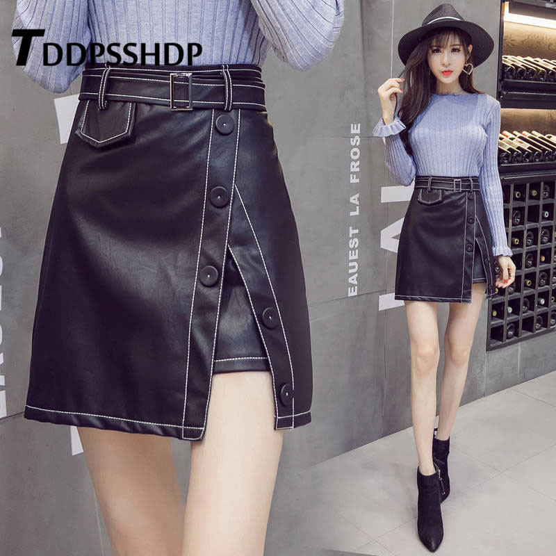 Spring Irregular Slit Women Pu Leather Skirt 2020 New Design Waist Belt Button Decor Female Skirts, Picture
Spring Irregular Slit Women Pu Leather Skirt 2020 New Design Waist Belt Button Decor Female Skirts, Picture