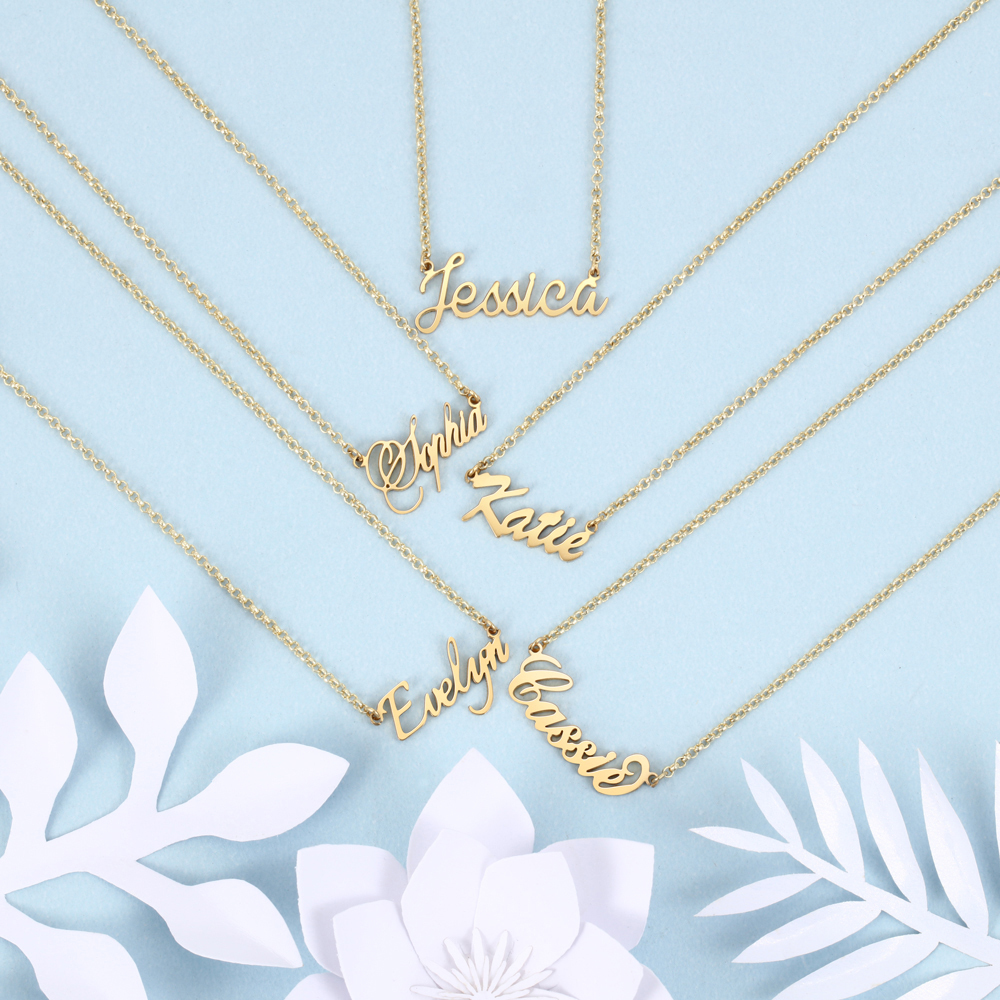 925 Sterling Silver Personalized Nameplate Letter Necklace Custom Made Name Pendant Russian Name Christmas Gifts for Girlfriend LJ200831