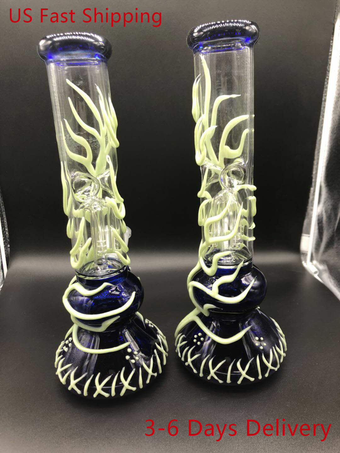 25 CM 11 Inch Premium Glow in the Dark Blue Color with Teal Vein Hookah Water Pipe Bong Glass Bongs With Stem US Shipping
25 CM 11 Inch Premium Glow in the Dark Blue Color with Teal Vein Hookah Water Pipe Bong Glass Bongs With Stem US Shipping