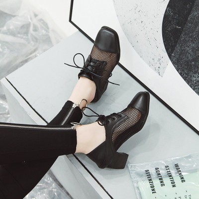 2020 autumn new large size with heel shoes women's shoes thick heel lace ladies high thick, White
2020 autumn new large size with heel shoes women's shoes thick heel lace ladies high thick, White