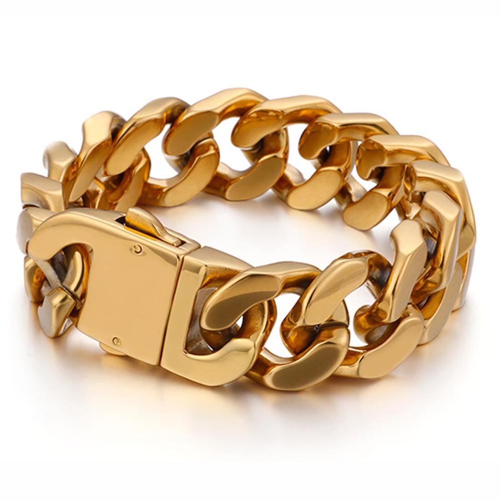 Punk Men's Gold Tone 316L Stainless Steel Curb Cuban Link Chain Bracelet Bangle Jewelry Gift 20mm*22cm, Black
Punk Men's Gold Tone 316L Stainless Steel Curb Cuban Link Chain Bracelet Bangle Jewelry Gift 20mm*22cm, Black