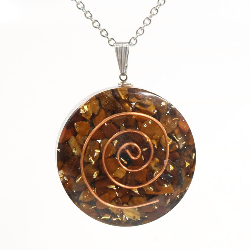 QIMOSHI Raw Quartz Round Coin Pendant Yoga chakra Necklace for Women Men Stone Crystal Circle Disc Pendants Jewelry