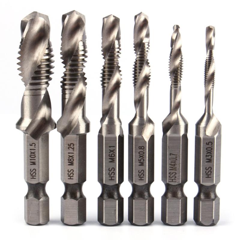 6pcs Screw Tap Drill Bits Hss Taps Countersink Deburr Set Metric Combination Bit High Speed Steel 1/4 IN Quick Change Hex
6pcs Screw Tap Drill Bits Hss Taps Countersink Deburr Set Metric Combination Bit High Speed Steel 1/4 IN Quick Change Hex