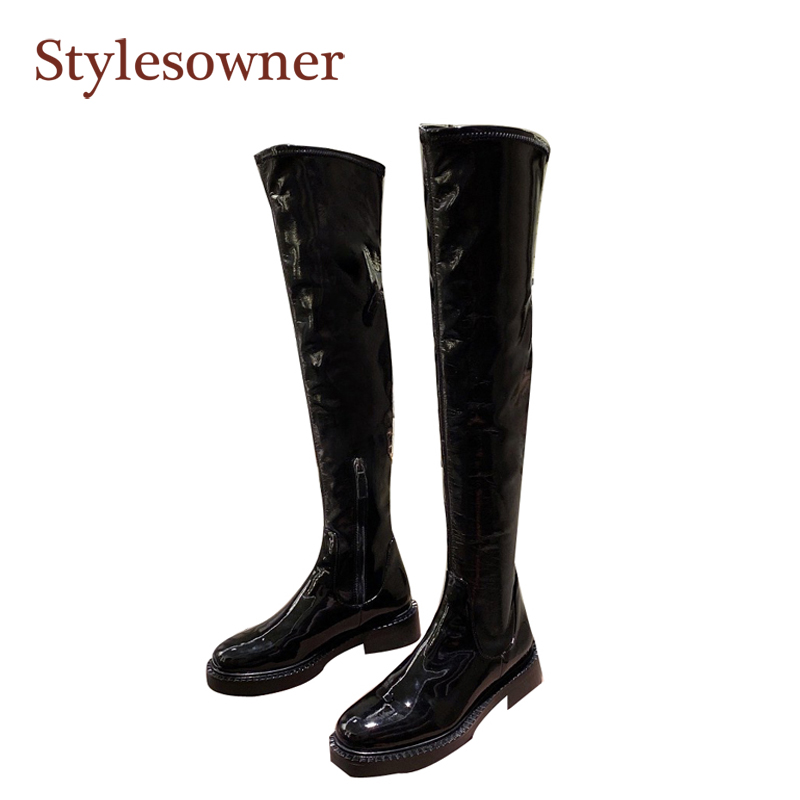 Stylesowner 2020 Hot Winter Spring Patent Leather Side Zipper Knee-High Boots Round Toe Square-heel Motorcycle Boots For Woman, Napped leather
Stylesowner 2020 Hot Winter Spring Patent Leather Side Zipper Knee-High Boots Round Toe Square-heel Motorcycle Boots For Woman, Napped leather