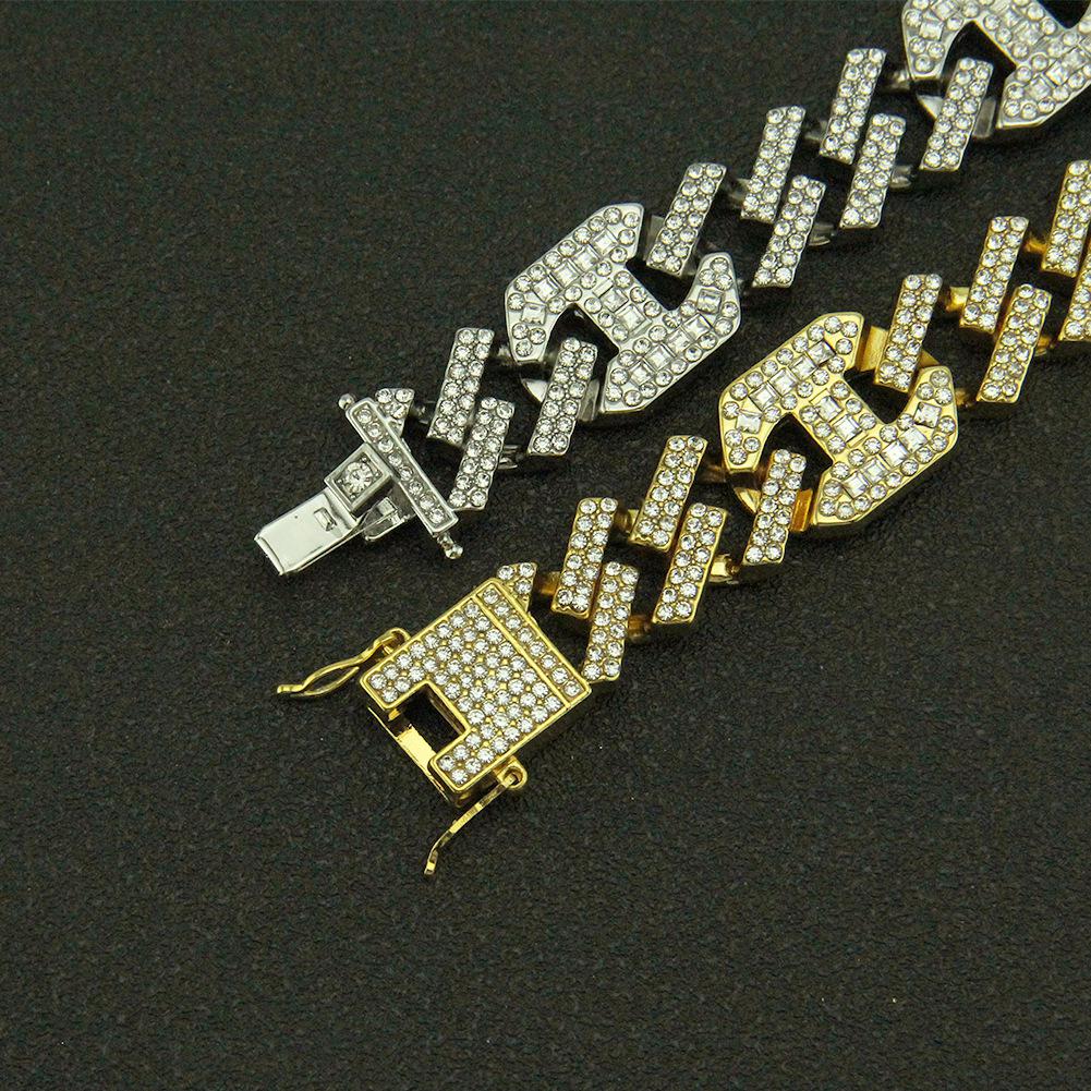 17mm Personalized Hip Hop Mens Gold Bling Diamond Cuban Link Chain Choker & Long Necklace Bracelet Masculina Bijoux Jewelry Chains for Men