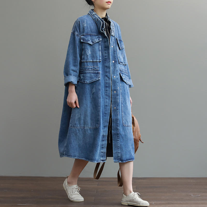 Harajuku Long Denim Trench Coat For Women Stand Collar Retro Loose Windbreaker Big Pockets Trench Coat Casual Outerwear C6356, Blue coats
Harajuku Long Denim Trench Coat For Women Stand Collar Retro Loose Windbreaker Big Pockets Trench Coat Casual Outerwear C6356, Blue coats