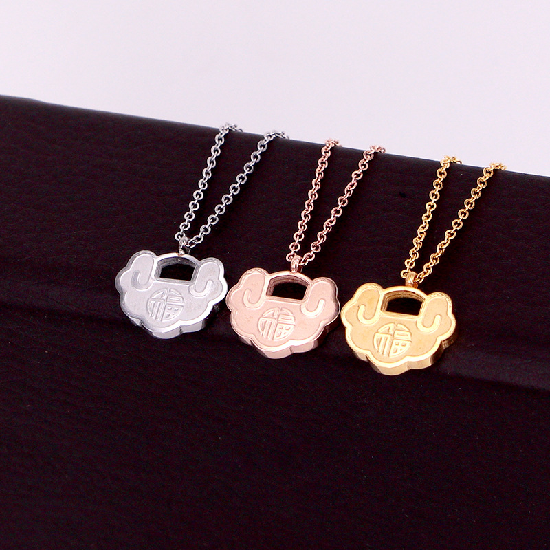 Chinese style Stainless Steel VINTAGE Happy Luck Lock Pendant Necklaces Rose Gold Color Women Female Lady Party Gift
Chinese style Stainless Steel VINTAGE Happy Luck Lock Pendant Necklaces Rose Gold Color Women Female Lady Party Gift